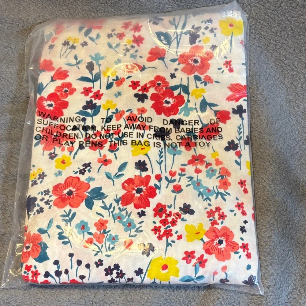 Woman Within White Floral Tunic with Red, Yellow & Blue Flowers - Picture 2 of 2